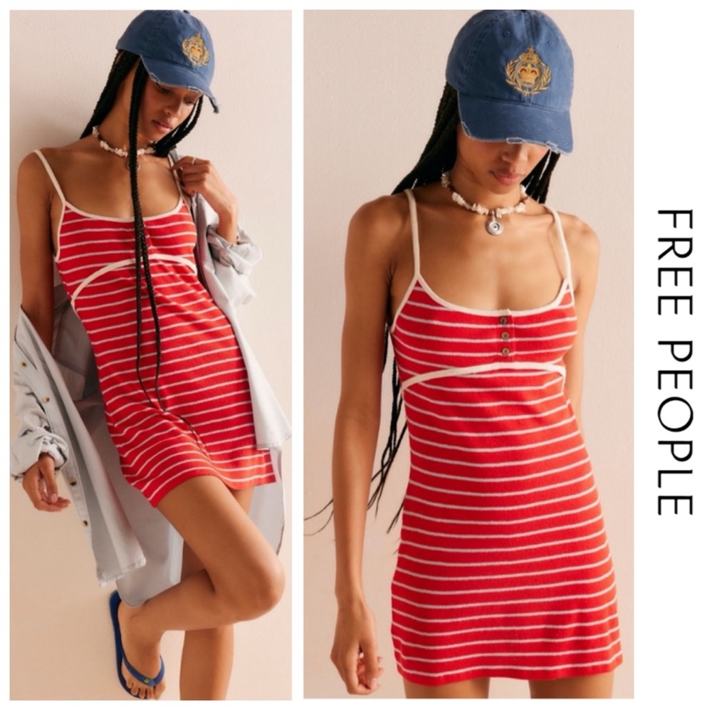 🔥NWTS-$65 FREE PEOPLE Jayla Mini XL Soft Feminine Lightweight Tank Dress XL Red